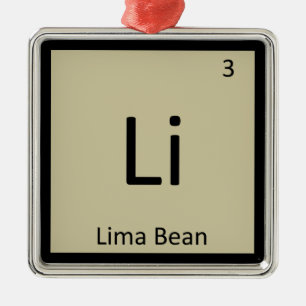 Li - Lima Bean Chemistry Periodisches Tabellensymb Silbernes Ornament