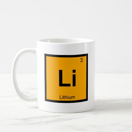 Li - Lithium Chemie Periodisches Tabellensymbol Kaffeetasse (Links)