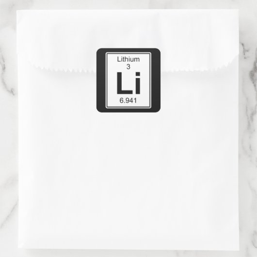 Li - Lithium Quadratischer Aufkleber (Tasche)