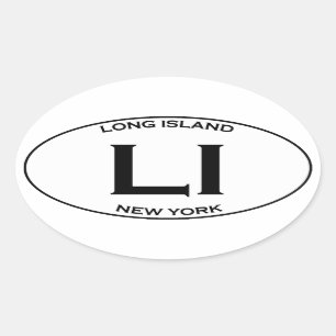 LI- - Long Island-Oval-Logo Ovaler Aufkleber