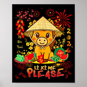 Li Xi Me Bitte-glückliches Pferd Vietnamesisches L Poster