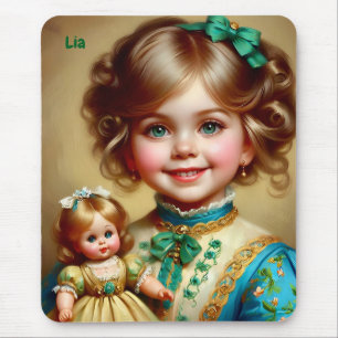 LIA ~ Hübsches Vintage-Mädchen und Puppe ~ Mauspad
