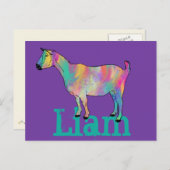 Liam Add Name Colorful Ziege Niedliche Coole Tiera Postkarte (Vorne/Hinten)