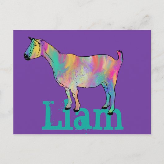 Liam Add Name Colorful Ziege Niedliche Coole Tiera Postkarte (Vorderseite)