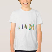 LIAM Name Art mit bestickten Blume Tri-Blend Shirt (Vorderseite)