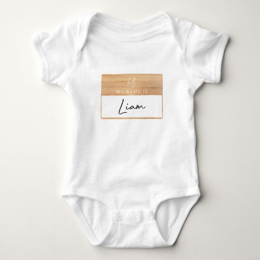 Liam Name Reveal Baby Hallo Mein Name ist Label Bo Baby Strampler (Vorderseite)