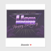 Liam Name Vorname lila retro Sticker Geburtstag (Blatt)