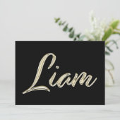 Liam Name white gold Handwriting Karte (Stehend Vorderseite)