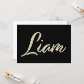Liam Name white gold Handwriting Karte (Vorderseite/Rückseite Beispiel)