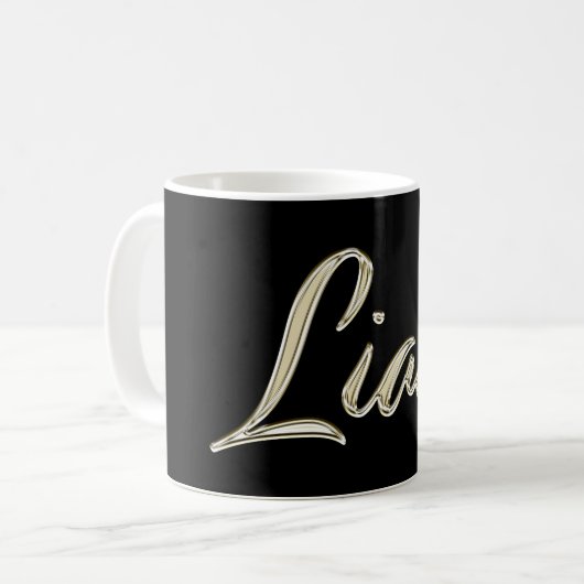 Liam Name whitegold Tasse Teetasse Kaffeetasse (Vorderseite Links)