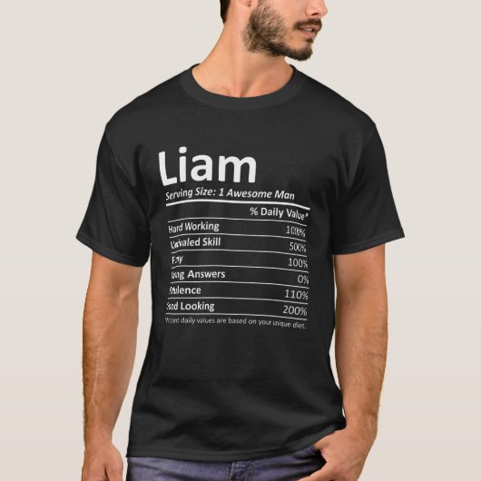 LIAM Nutrition Funny Birthday Personalized Name Gi T-Shirt (Vorderseite)