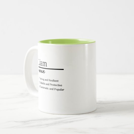 Liam, Personalisierte Bezeichnung für Junge Zweifarbige Tasse (Vorderseite Links)