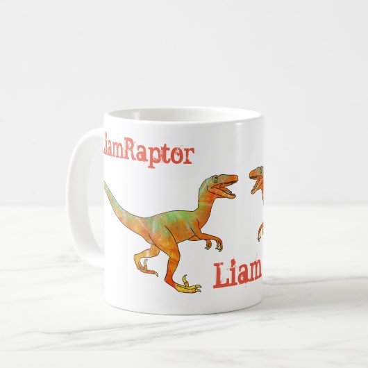 Liam Raptor Beängstigend Velociraptor Dinosaur Fun Kaffeetasse (Vorderseite Links)