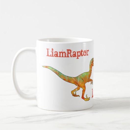 Liam Raptor Beängstigend Velociraptor Dinosaur Fun Kaffeetasse (Links)