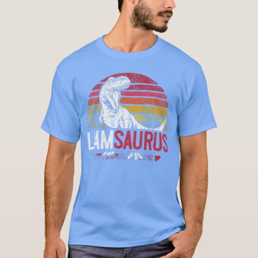 Liam Saurus Lustiger personalisierter Dinosaurier T-Shirt (Vorderseite)