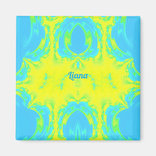 LIANA ~ Abstraktes Muster ~ Gelb Blau Grün ~ Magnet
