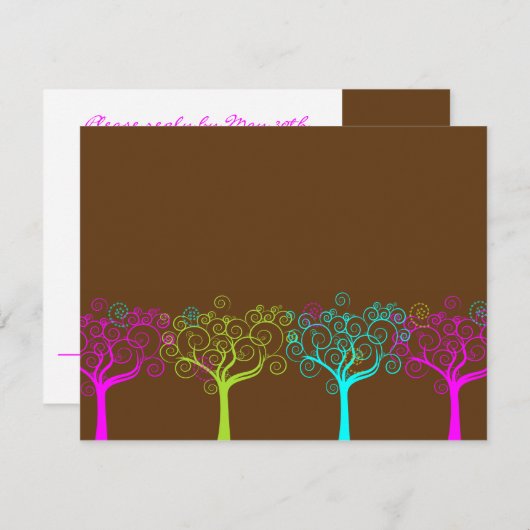 Liana Claire Chocolate Pink Bat Mitzvah UAWG RSVP Karte (Vorne/Hinten)