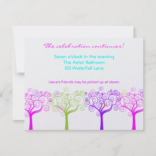 Liana Claire Shimmery Bat Mitzvah Sweet 16 Party Einladung (Rückseite)