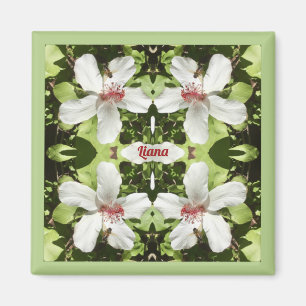 LIANA ~ OSTERN ~ Weiße Hibiskusblüten ~ Magnet