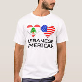 Libanesische amerikanische Herzen T-Shirt (Vorderseite)