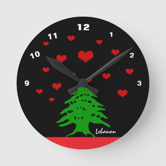 libanesische Fahne / Liebe Runde Wanduhr (Vorderseite)