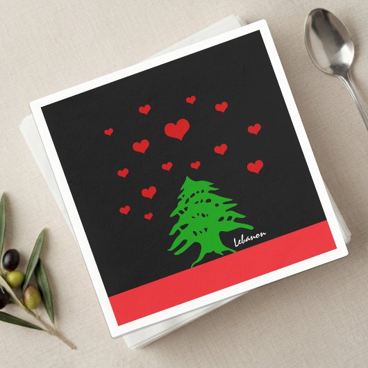 libanesische Fahne / Liebe Serviette