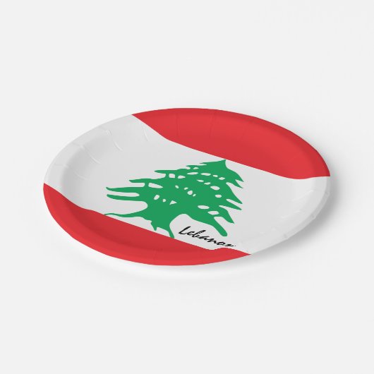 Libanesische Fahne-Teller, Party, Sport, Libanon Pappteller (Schrägansicht)