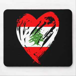 libanesische Flagge Herzgeschenk Mousepad