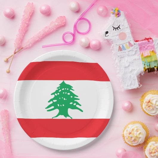 Libanesische Flagge (Libanon-Flagge) Pappteller (Party)