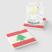 Libanesische Flagge (Libanon-Flagge) Steinuntersetzer (Seitenansicht)