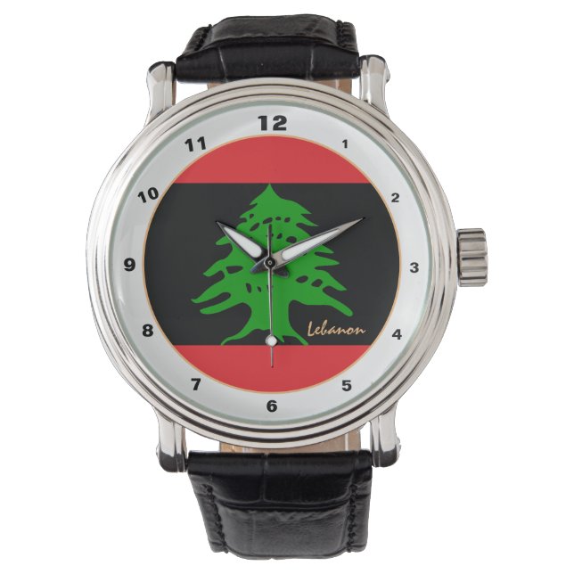 Libanesische Flagge & Libanon Moderne Mode /Design Armbanduhr (Vorderseite)