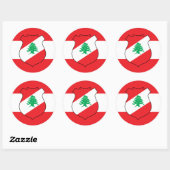 Libanesische Flagge und libanesische Wappen, Flagg Runder Aufkleber (Blatt)