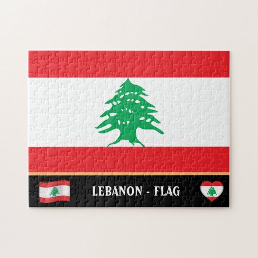 Libanesische Flagge und Libanon/Libanon Puzzle (Horizontal)