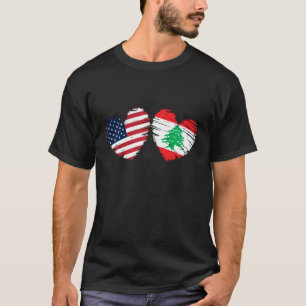 Libanesische Flagge Valentinstag Libanesischer Ame T-Shirt
