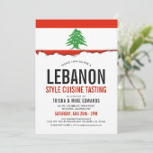 libanesische Küche | Party Flag Weißer Einladung (Stehend Vorderseite)