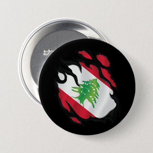 libanesische Rippenflagge Button (Vorne & Hinten)