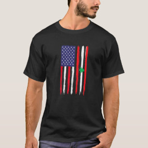 Libanesische Wurzeln Halb Amerikanische Flagge Pat T-Shirt