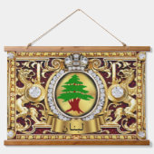Libanon (Arabische Buchstaben) Mauerwerk Wandteppich Mit Holzrahmen (Vorne)