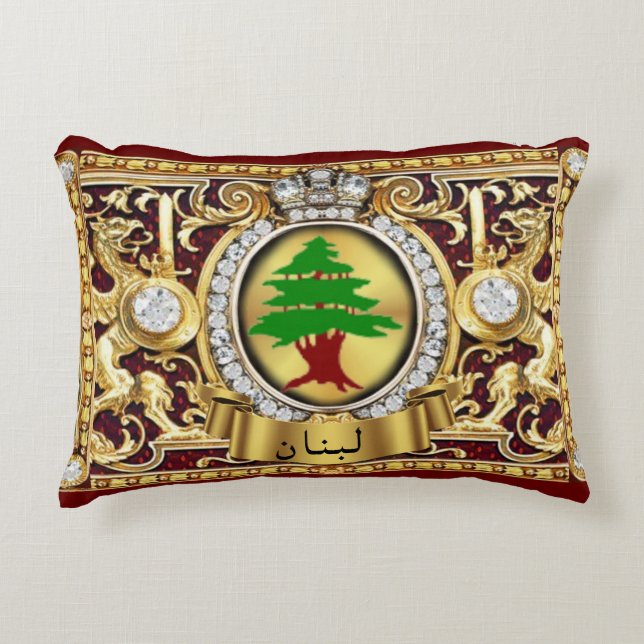 Libanon (Arabische Schrift) Akzentprägung Pillow Dekokissen (Vorderseite)