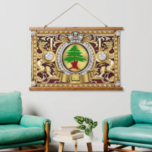Libanon (arabische Schrift) Wandkunst-Teppich Wandteppich Mit Holzrahmen