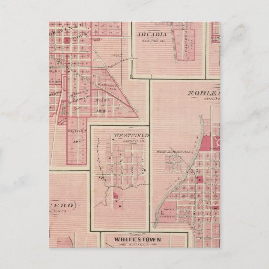 Libanon, Boone Co mit Arcadia, Zionsville Postkarte (Vorderseite)