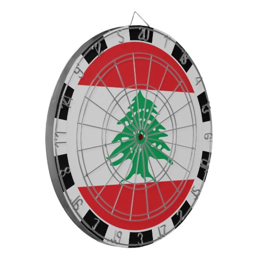 Libanon - Dartboard & Libanon - Flagge / Spielbret Dartscheibe (Vorderseite Links)