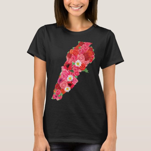Libanon Flag Blumen Map Beirut Lobnan libanesisch T-Shirt (Vorderseite)
