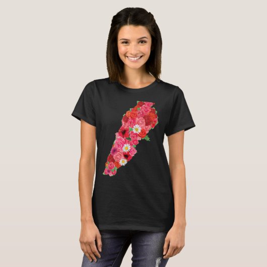 Libanon Flag Blumen Map Beirut Lobnan libanesisch  T-Shirt (Vorne ganz)