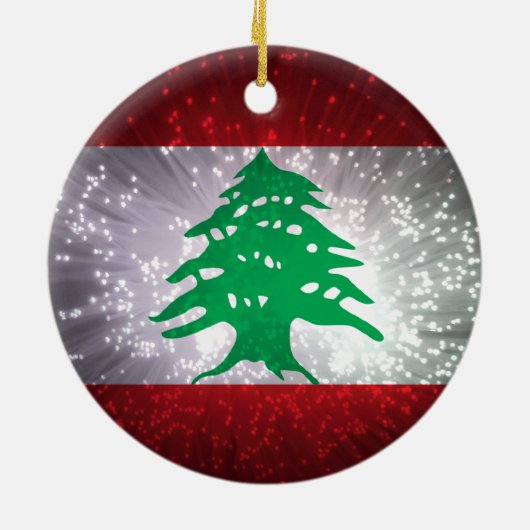Libanon Flag Feuerwerk Keramik Ornament (Hinten)