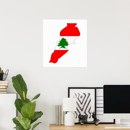 Libanon Flag Karte Poster (Heimbüro)