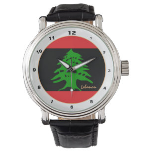 Libanon Flag & Libanon BLK trendige Mode /Design Armbanduhr