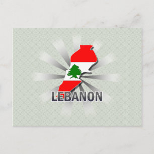 Libanon Flag Map 2.0 Postkarte