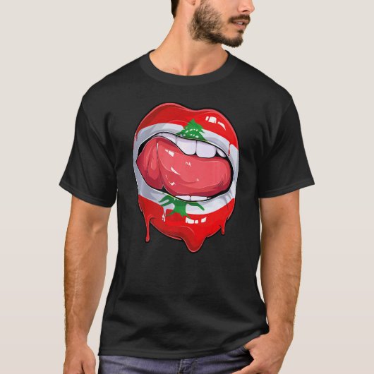 Libanon Flag Mouth Soccer Libanon T-Shirt (Vorderseite)
