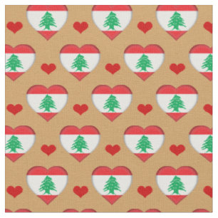Libanon Flag & Red Heart mode Fabric / Libanon Stoff